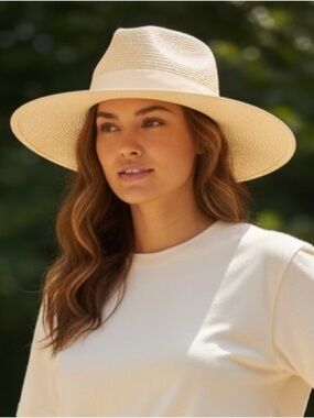 NEW Brixton Wide‎ Brim Fedora Straw Hat in Bone